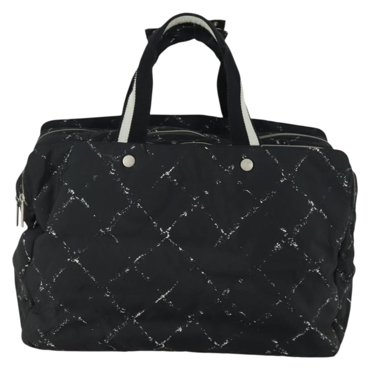 Chanel Travel Line Boston Bag Printed Nylon Black Nylon Travel Bag Bag