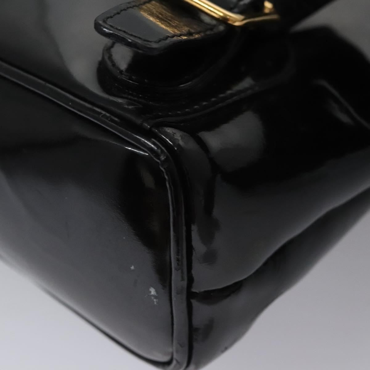 Gucci Vintage Bamboo Backpack Patent Black Patent_Leather Backpack Bag (Pre-Owned)