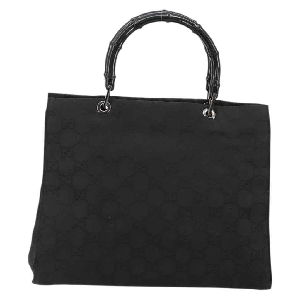 Gucci Vintage Bamboo Handle Tote Gg Canvas Black Canvas Tote Bag Bag (Pre-Owned)