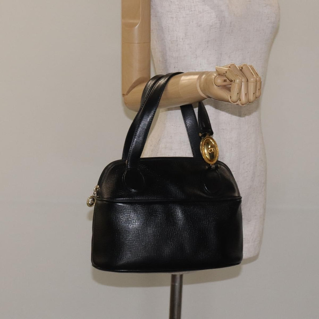 Christian Dior Vintage Cd Handbag Leather Black Leather Handbag (Pre-Owned)