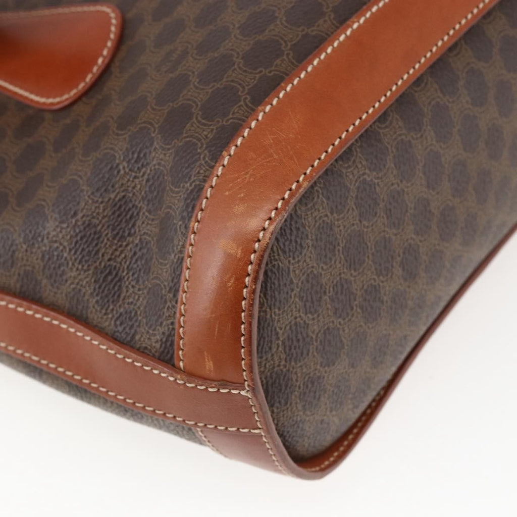Celine Vintage Macadam Handbag Canvas And Leather Brown Canvas Handbag