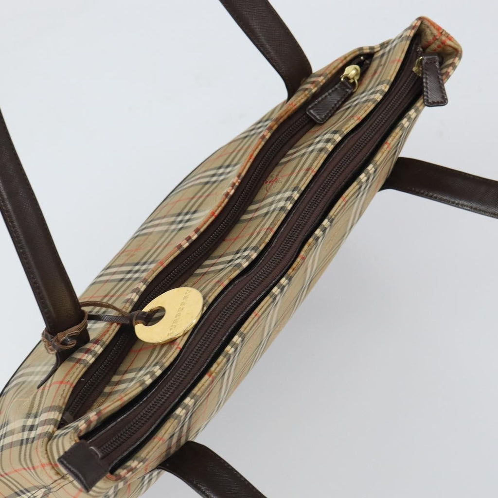 Burberry Nova Check Tote Canvas And Leather Beige Canvas Tote Bag