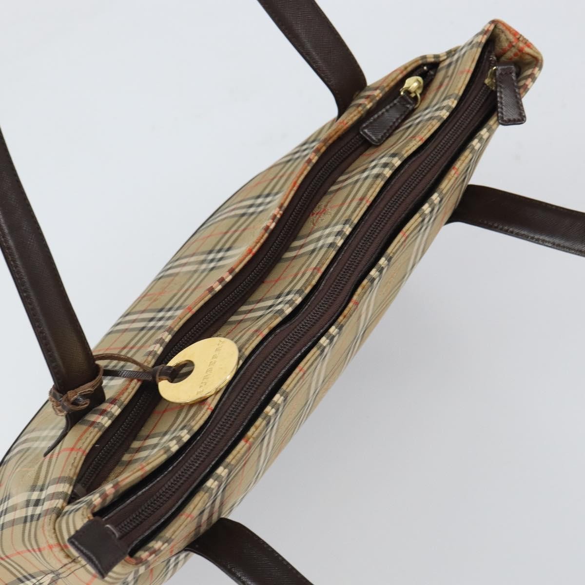 Burberry Nova Check Tote Canvas And Leather Beige Canvas Tote Bag