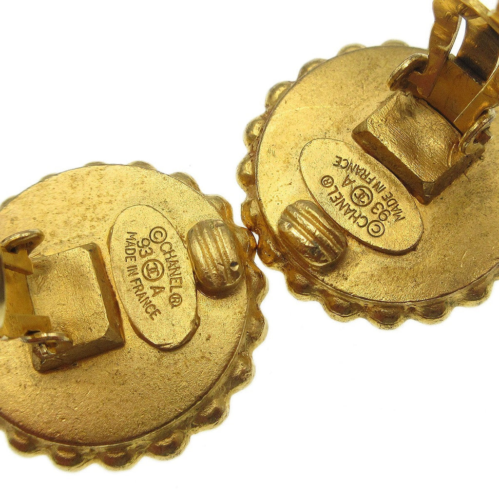 Chanel Cc Round Stud Earrings Metal And Enamel Gold Gold_Plated Earrings Jewelry