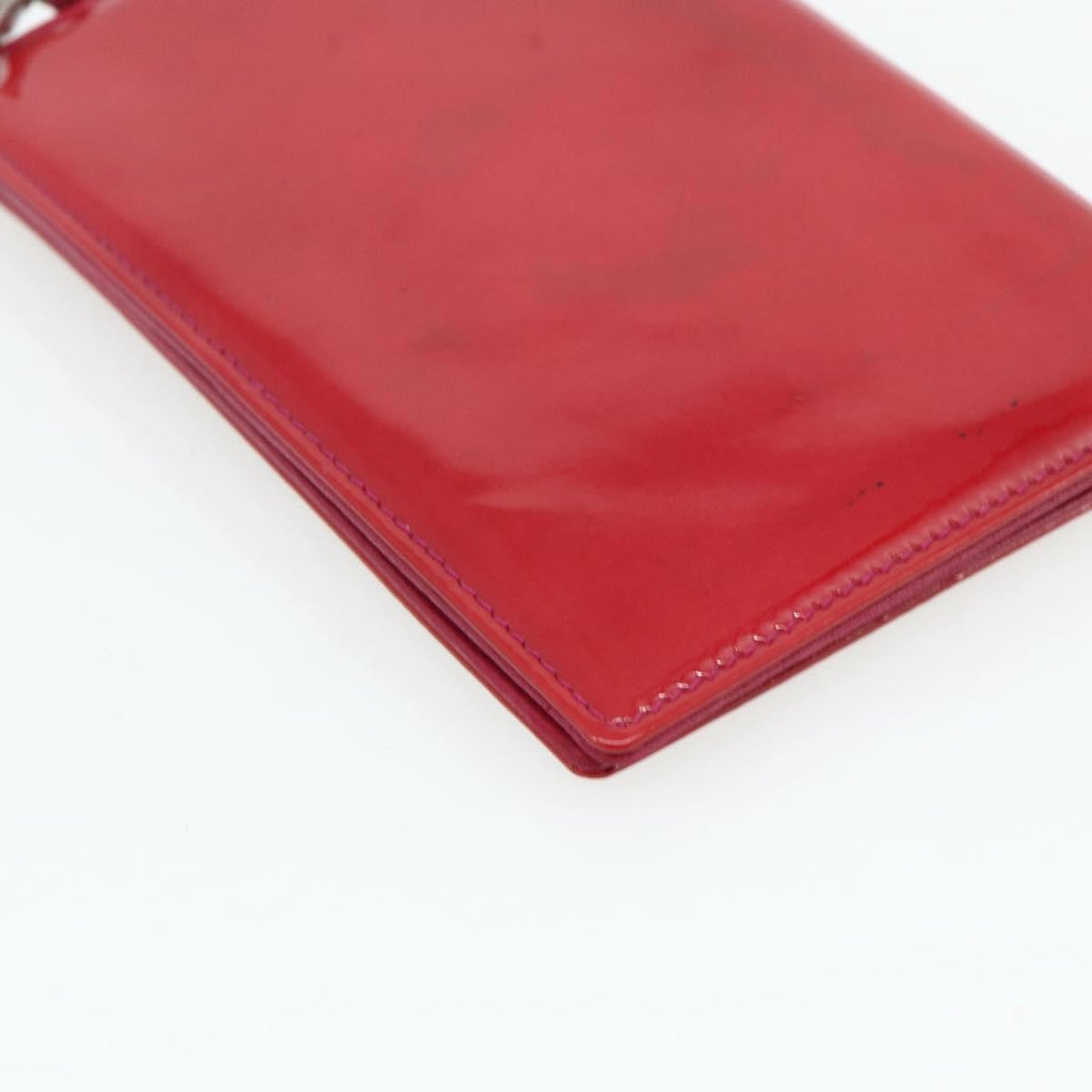 Chanel Vintage Cc Bifold Card Holder Patent Leather Red Patent_Leather Card Holders Accessory