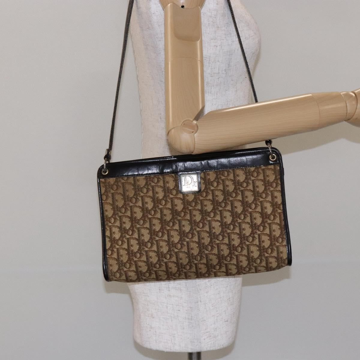 Christian Dior Vintage Trotter Shoulder Bag Canvas Brown Canvas Bag (Pre-Owned)