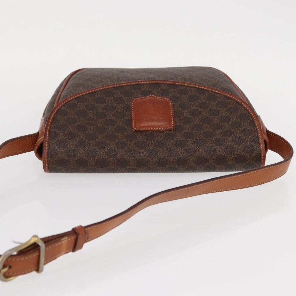 Celine Vintage Macadam Shoulder Bag Canvas And Leather Brown Canvas Shoulder Bag Bag