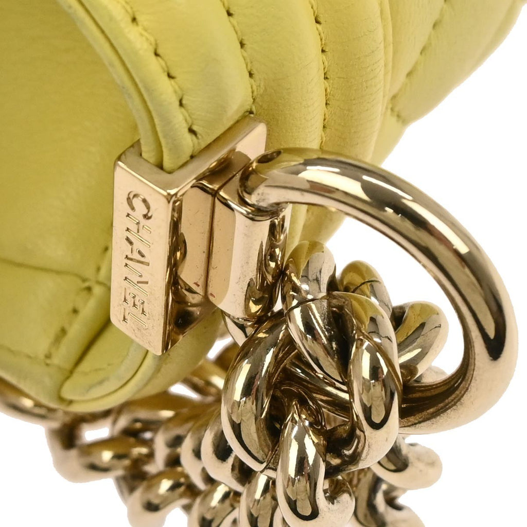 Chanel Boy Flap Bag Quilted Lambskin Yellow Leather Shoulder Bag Bag