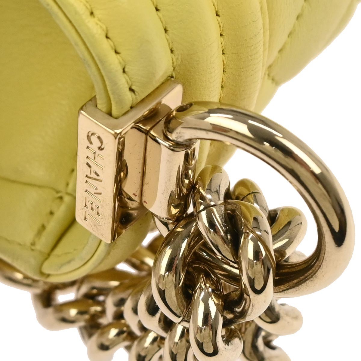 Chanel Boy Flap Bag Quilted Lambskin Yellow Leather Shoulder Bag Bag