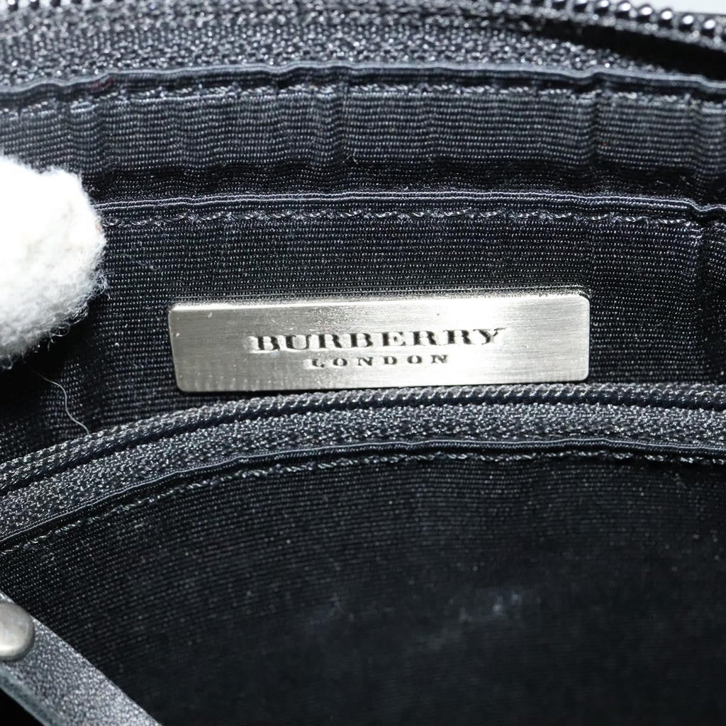 Burberry Front Pocket Flap Messenger Leather With Vintage Check Canvas Black Leather Bag