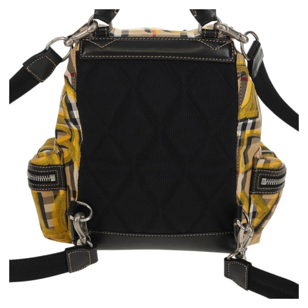 Burberry Graffiti Rucksack Backpack Vintage Check Canvas Beige Canvas Backpack Bag