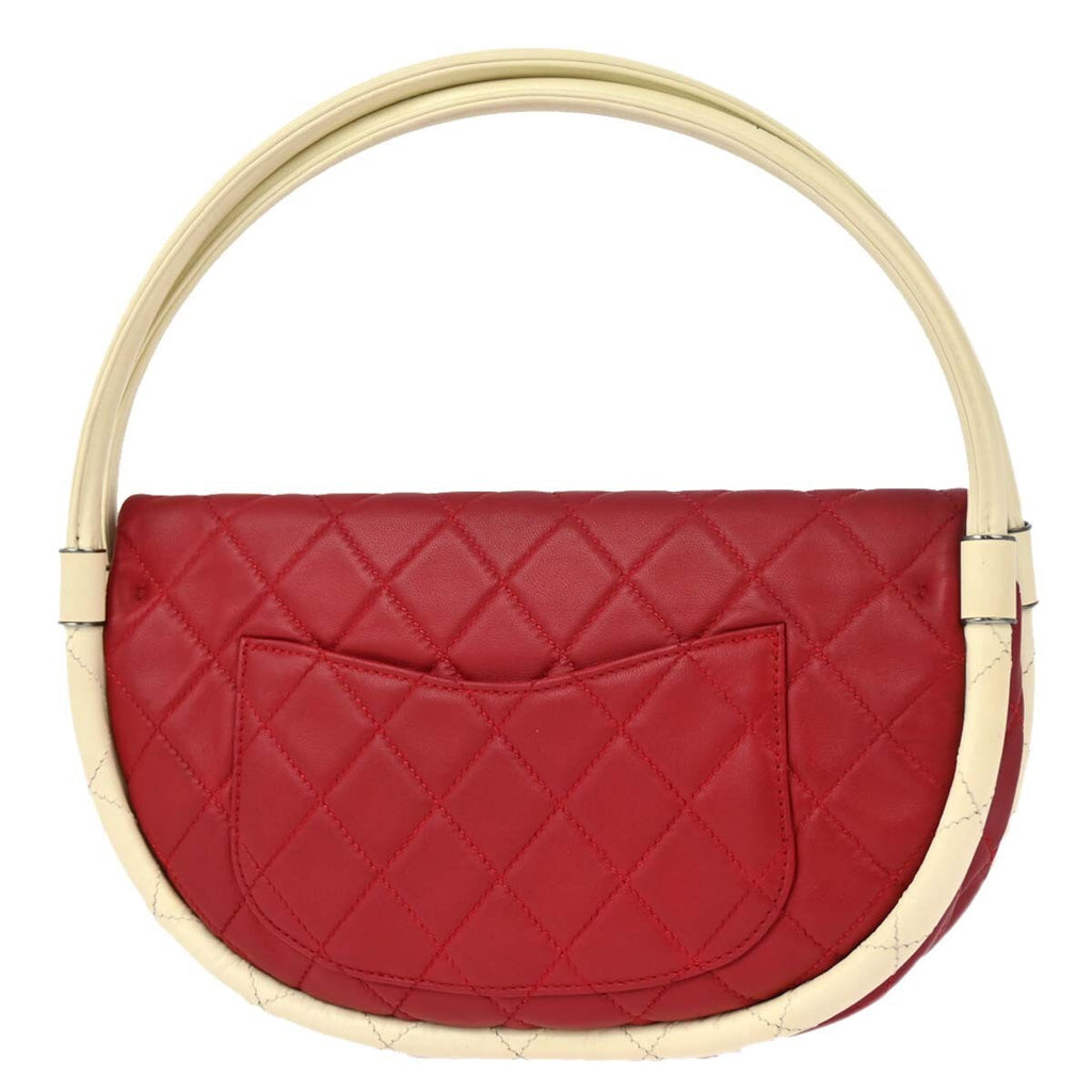 Chanel Hula Hoop Bag Quilted Lambskin Red Lamb Handbag