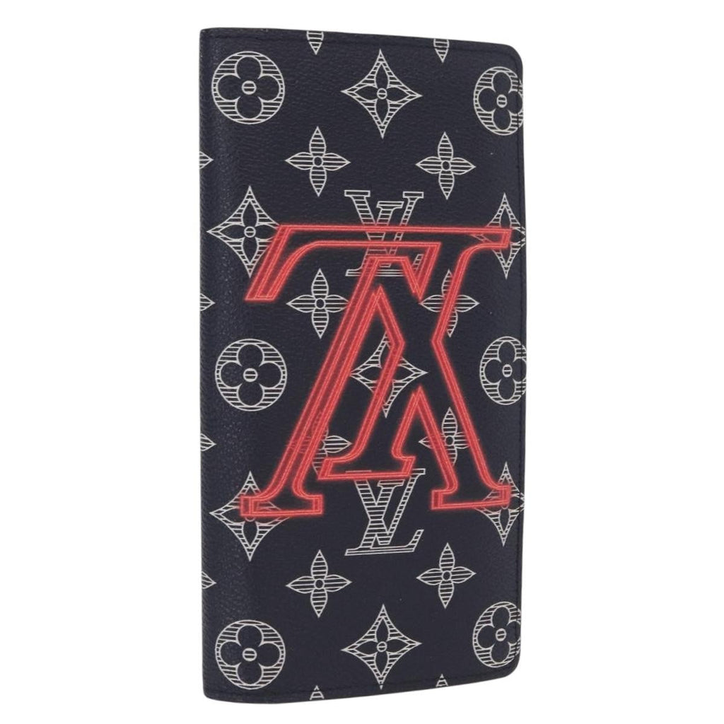 Louis Vuitton Brazza Long Bifold Wallet Monogram Comics Navy Canvas Wallets Accessory