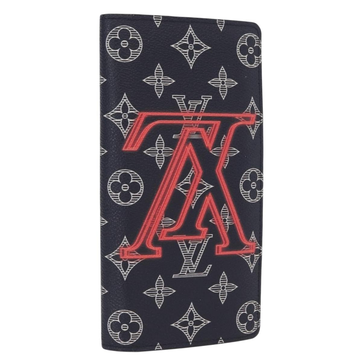 Louis Vuitton Brazza Long Bifold Wallet Monogram Comics Navy Canvas Wallets Accessory