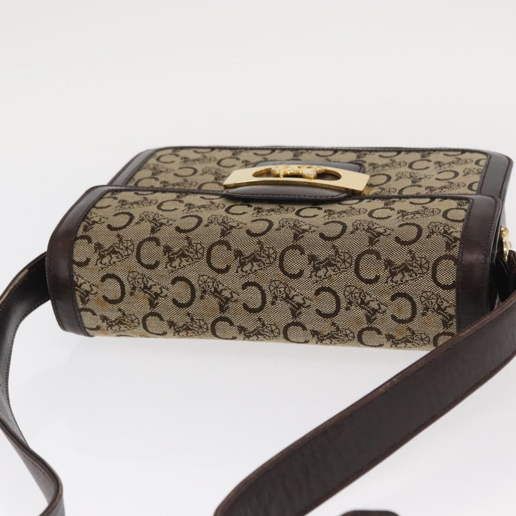 Celine Vintage Horse Carriage C Macadam Shoulder Bag Canvas And Leather Beige Canvas Shoulder Bag Bag