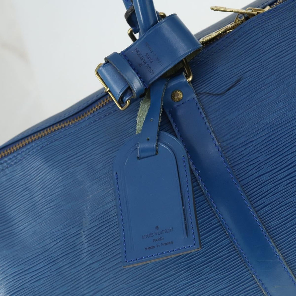 Louis Vuitton Keepall Bag Epi Leather Blue Leather Travel Bag