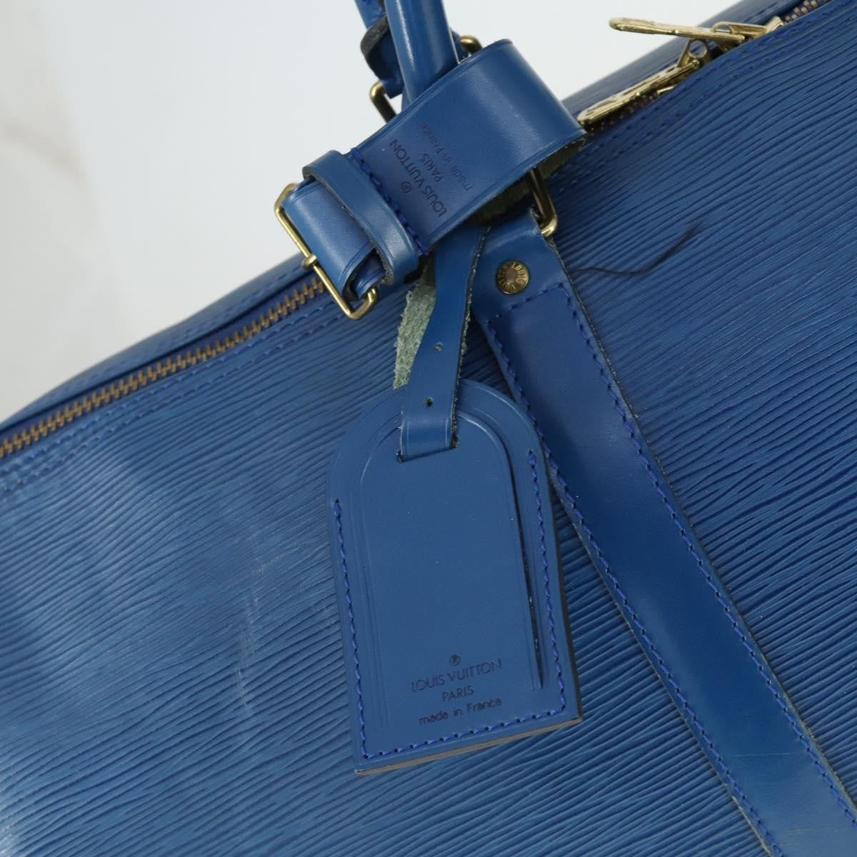 Louis Vuitton Keepall Bag Epi Leather Blue Leather Travel Bag