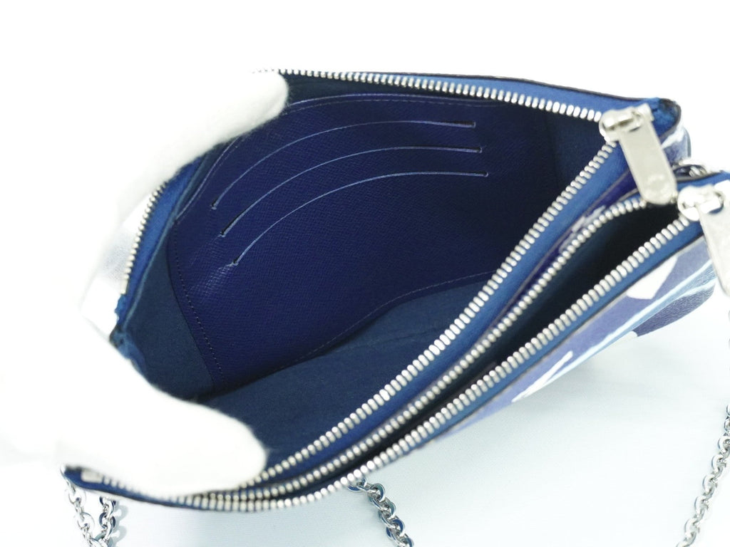 Louis Vuitton Double Zip Pochette Limited Edition Escale Monogram Giant Blue Canvas Shoulder Bag