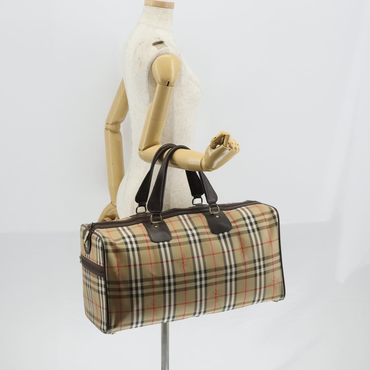 Burberry Vintage Duffle Bag Haymarket Canvas Beige Canvas Travel Bag