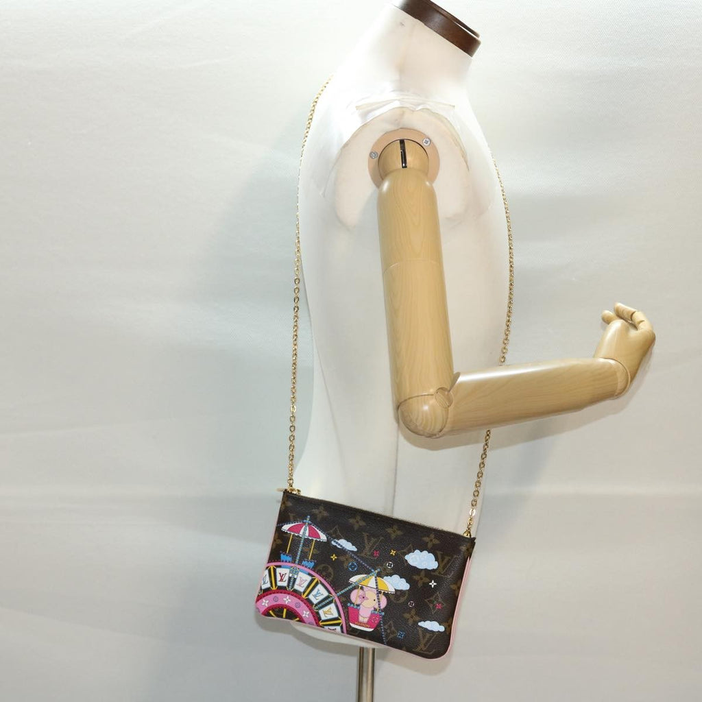 Louis Vuitton Double Zip Pochette Limited Edition Vivienne Xmas Monogram Canvas Brown Canvas Clutche & Pouche Bag