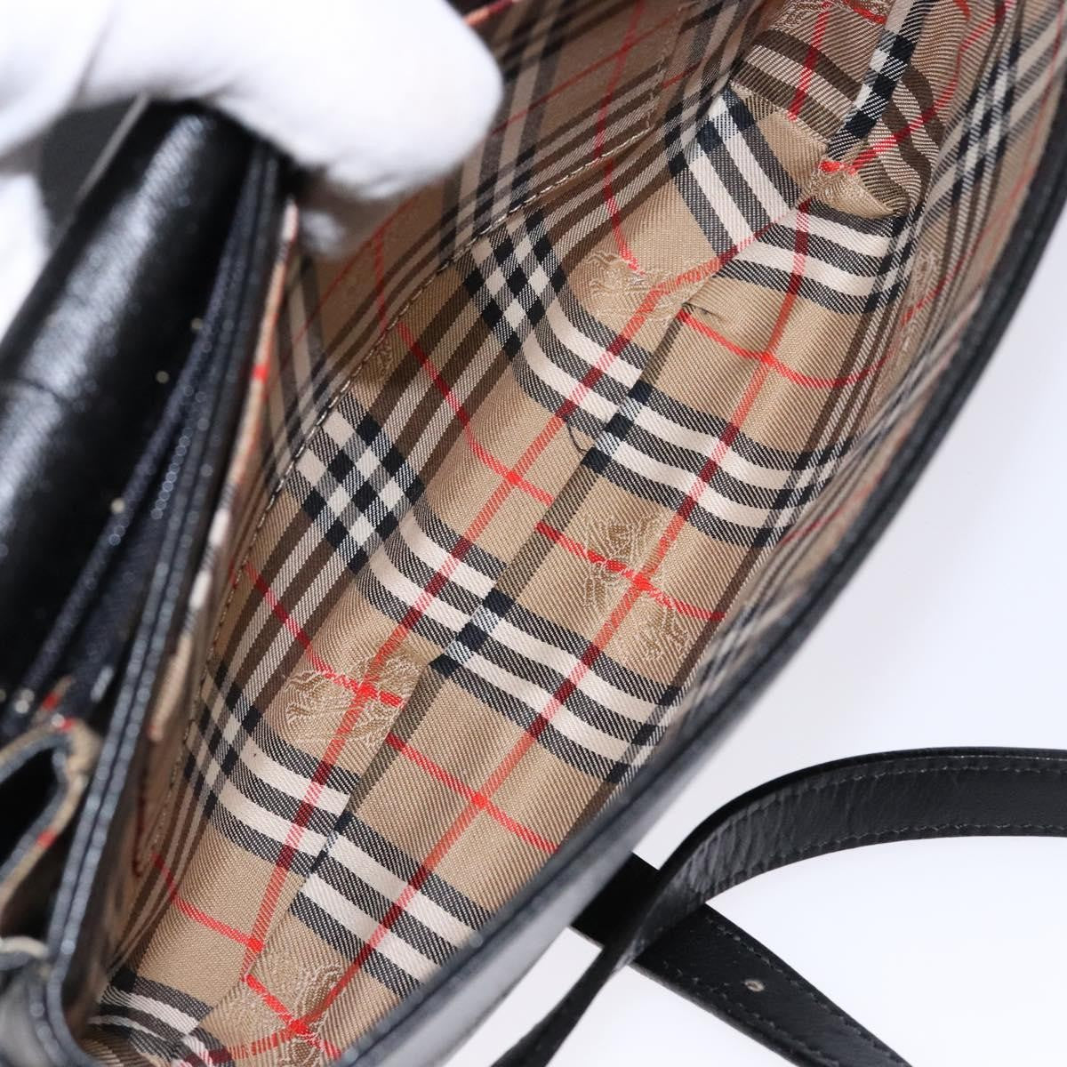 Burberry Flap Shoulder Bag Leather Black Leather Shoulder Bag