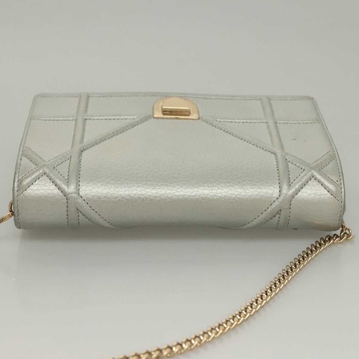 Christian Dior Diorama Wallet On Chain Leather Silver Leather Bag (Pre-Owned)