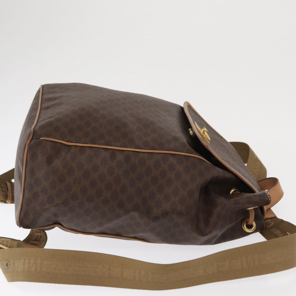 Celine Vintage Macadam Backpack Canvas And Leather Brown Canvas Backpack Bag