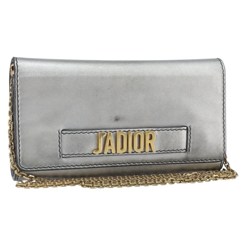 Christian Dior J'adior Croisiere Chain Wallet Leather Silver Leather Clutche & Pouche Bag (Pre-Owned)