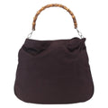Gucci Vintage Bamboo Handle Bag Nylon Burgundy Nylon Handbag (Pre-Owned)