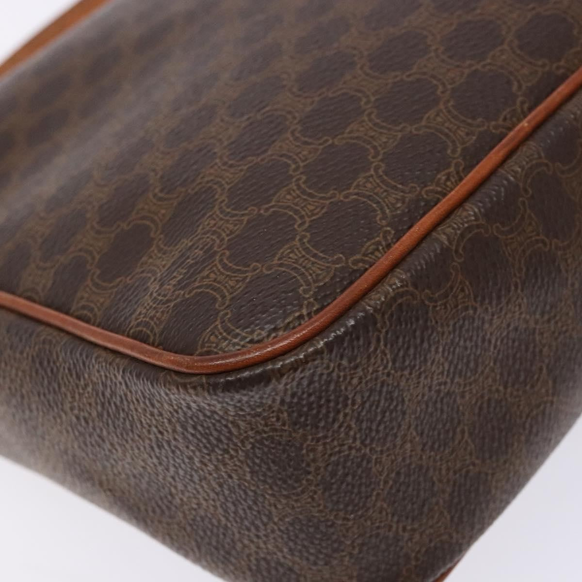 Celine Macadam Shoulder Bag Pvc Leather Brown Canvas Bag