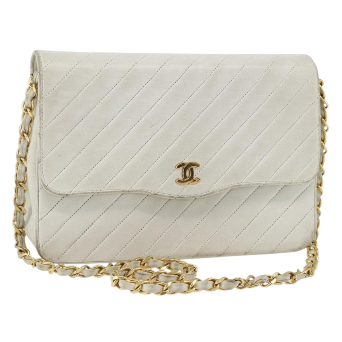 Chanel Matelasse Chain Shoulder Bag Leather White Leather Shoulder Bag Bag