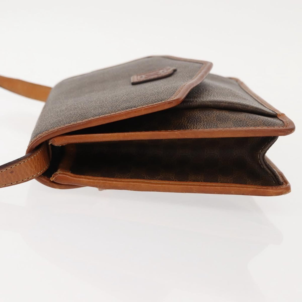 Celine Vintage Macadam Shoulder Bag Canvas And Leather Brown Canvas Shoulder Bag Bag