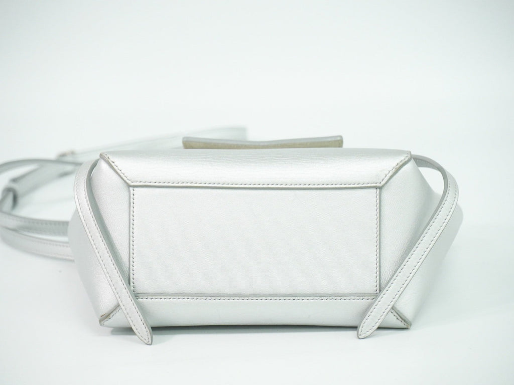 Celine Belt Bag Textured Leather Silver Leather Handbag