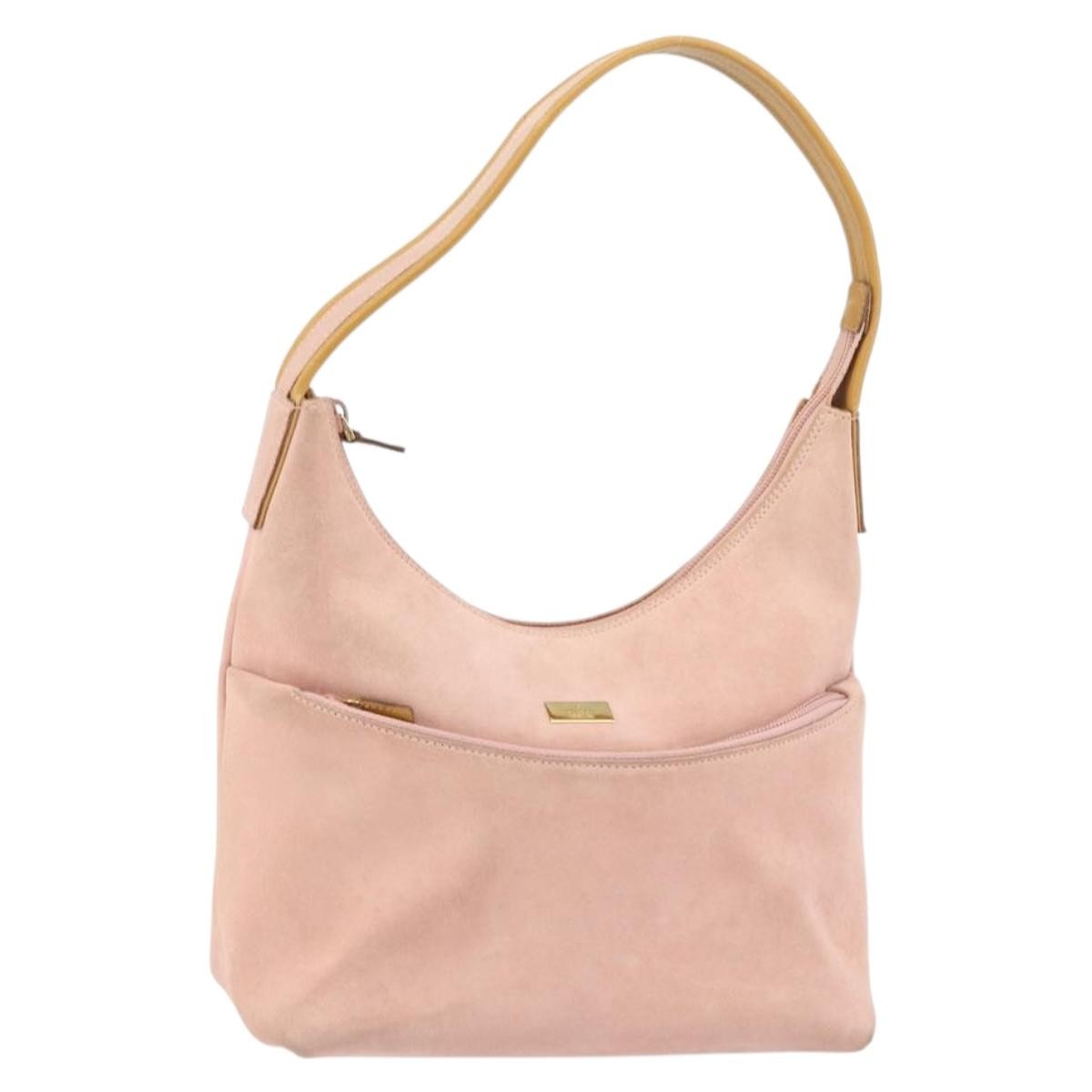 Gucci Vintage Handbag Suede Pink Suede Handbag (Pre-Owned)