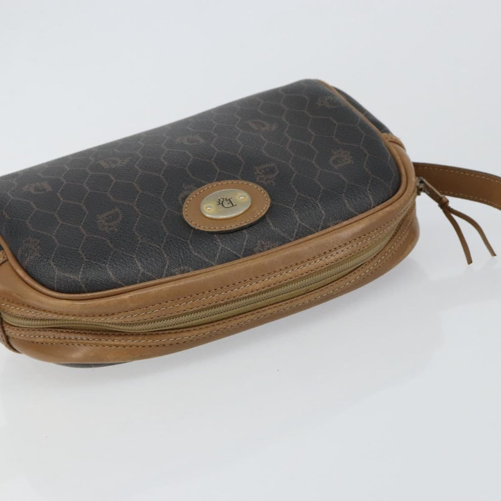 Christian Dior Vintage Honeycomb Shoulder Bag Canvas And Leather Black Canvas Shoulder Bag Bag (Pre-Owned)
