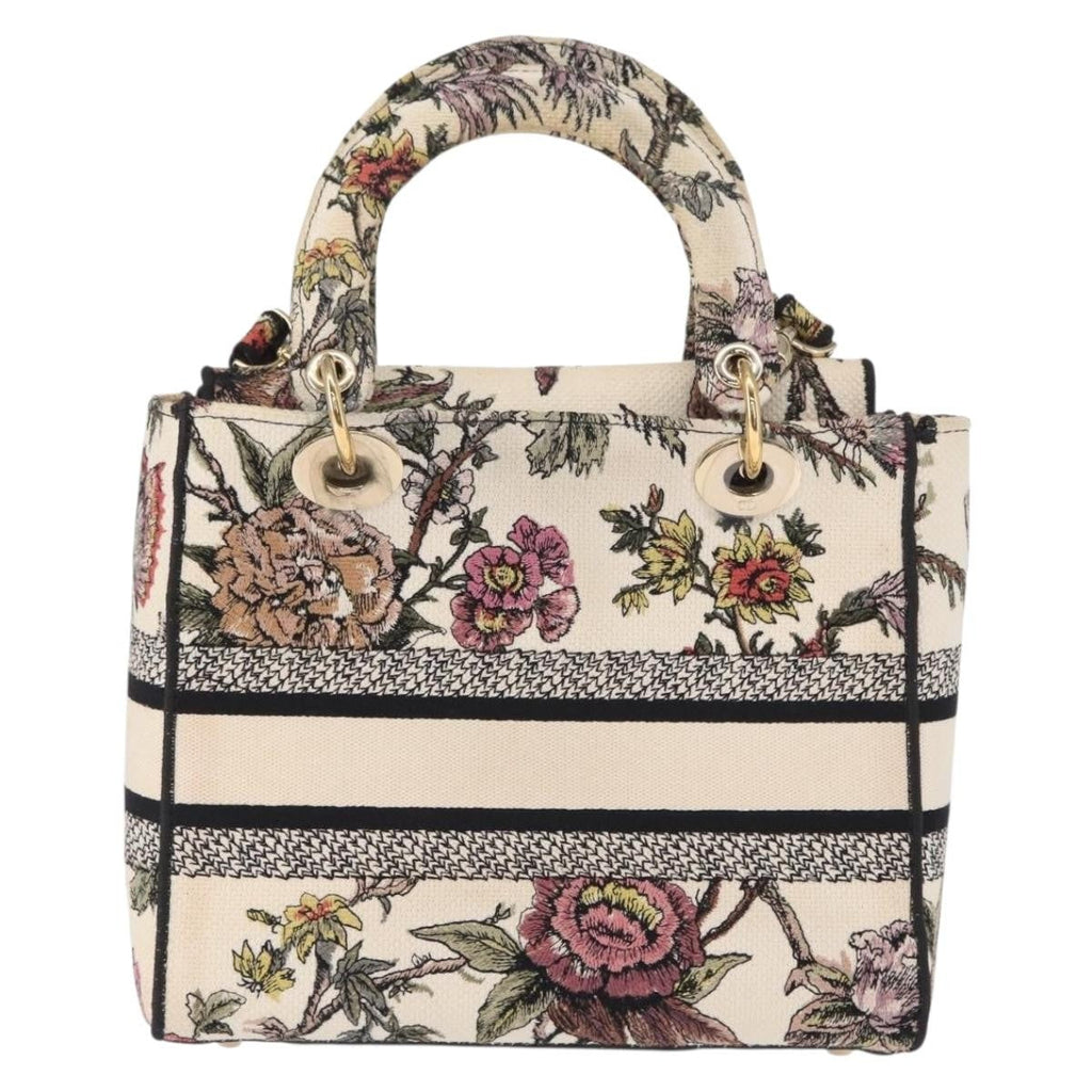 Christian Dior Lady D-Lite Bag Embroidered Canvas Multicolour Canvas Handbag (Pre-Owned)