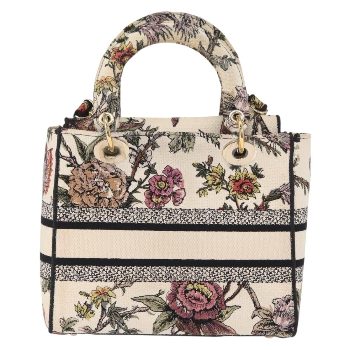 Christian Dior Lady D-Lite Bag Embroidered Canvas Multicolour Canvas Handbag (Pre-Owned)