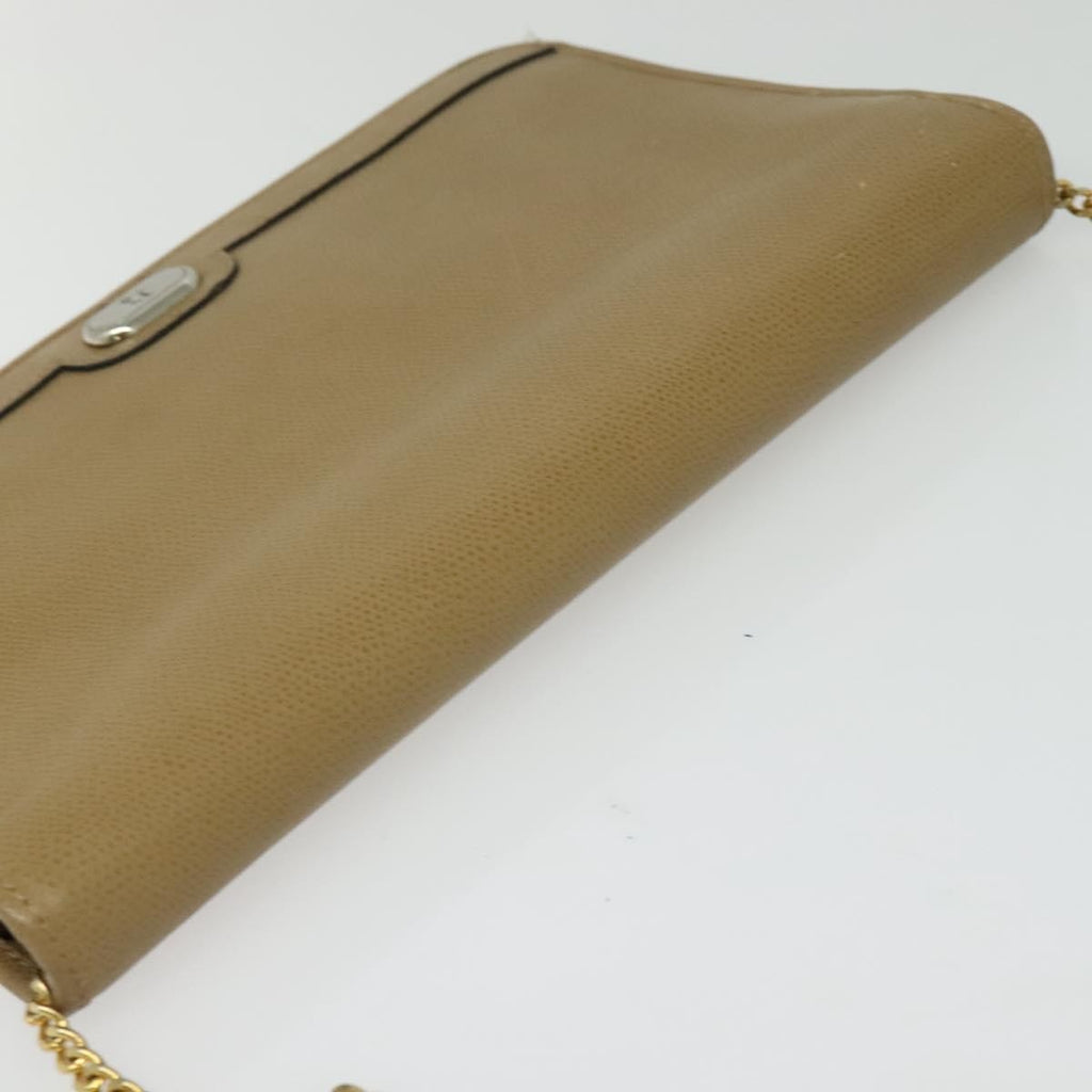 Christian Dior Vintage Chain Flap Shoulder Bag Leather Beige Leather Shoulder Bag Bag (Pre-Owned)