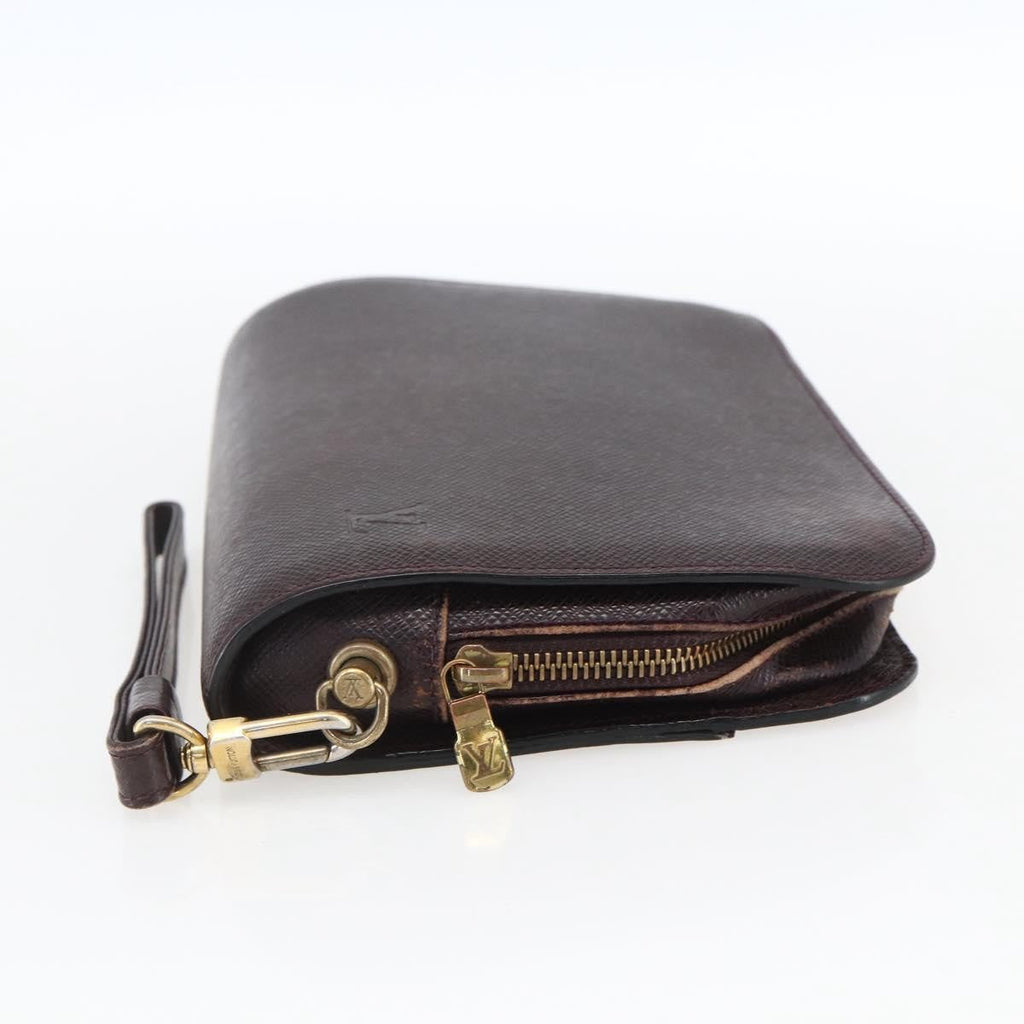 Louis Vuitton Pochette Baikal Clutch Taiga Leather Burgundy Leather Clutche & Pouche Bag