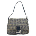 Fendi Mamma Baguette Zucchino Canvas Navy Canvas Shoulder Bag Bag