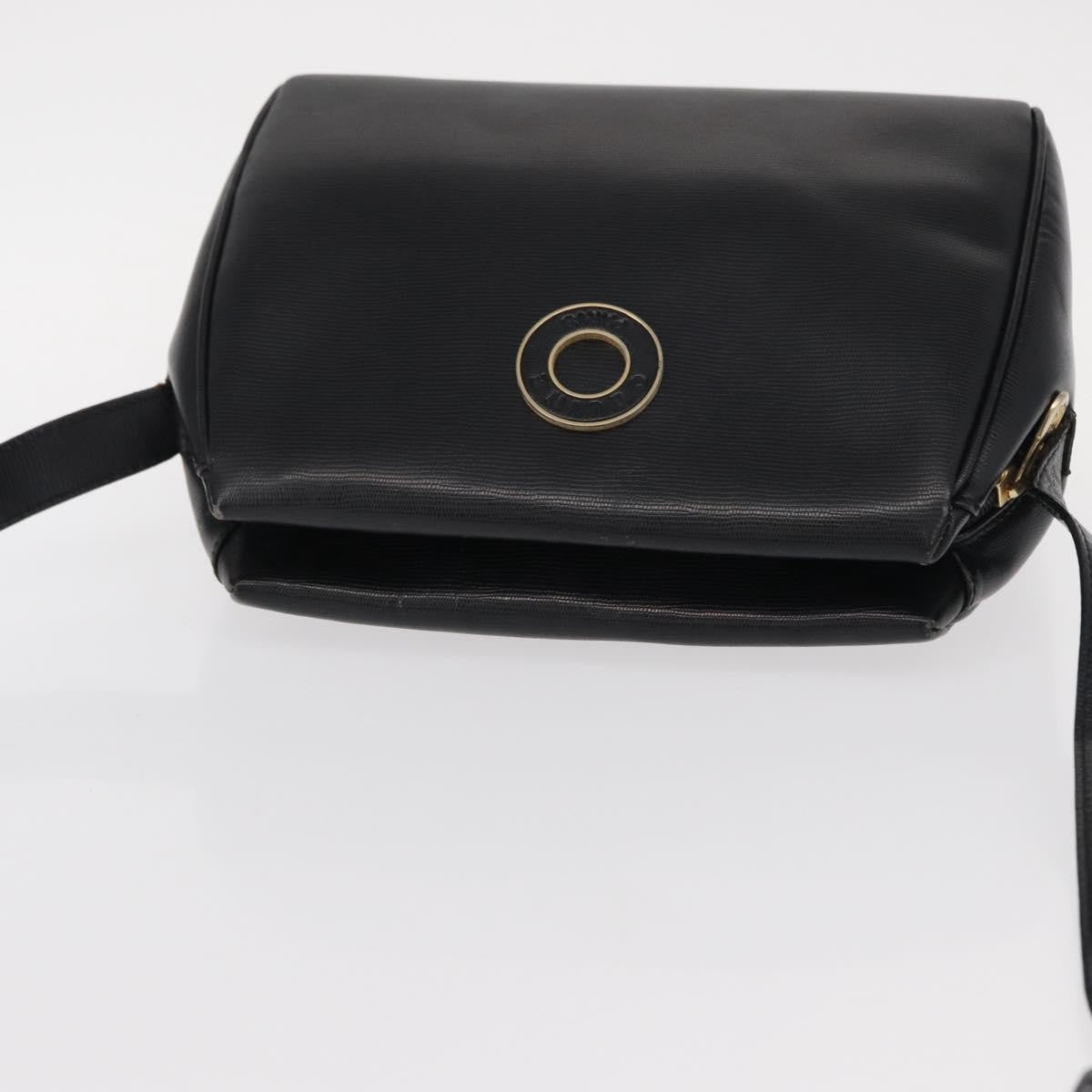 Celine Vintage Circle Logo Crossbody Bag Leather Black Leather Shoulder Bag Bag