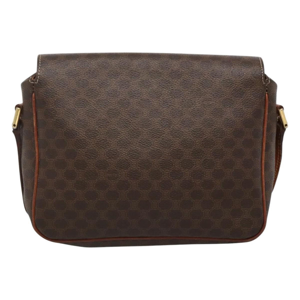 Celine Vintage Macadam Shoulder Bag Canvas Brown Canvas Shoulder Bag Bag