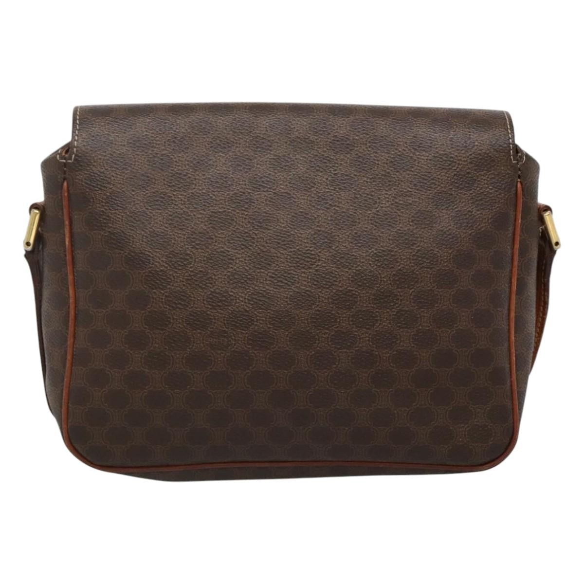 Celine Vintage Macadam Shoulder Bag Canvas Brown Canvas Shoulder Bag Bag