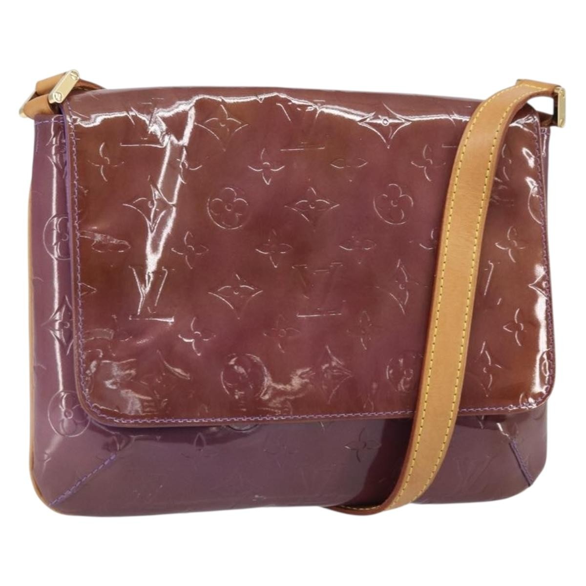 Louis Vuitton Thompson Street Handbag Monogram Vernis Purple Patent_Leather Shoulder Bag