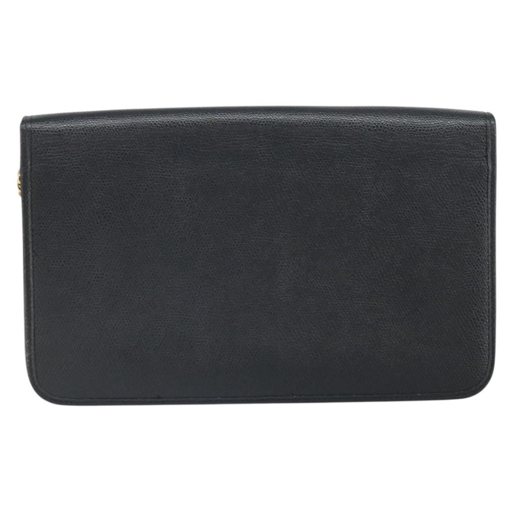 Christian Dior Vintage Chain Flap Shoulder Bag Leather Black Leather Shoulder Bag Bag (Pre-Owned)