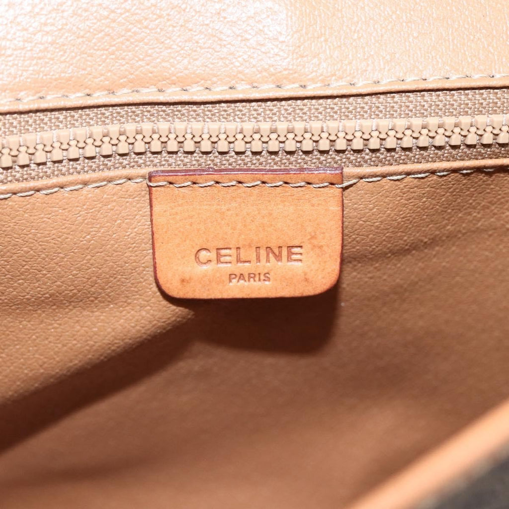 Celine Vintage Macadam Shoulder Bag Canvas And Leather Brown Canvas Shoulder Bag Bag