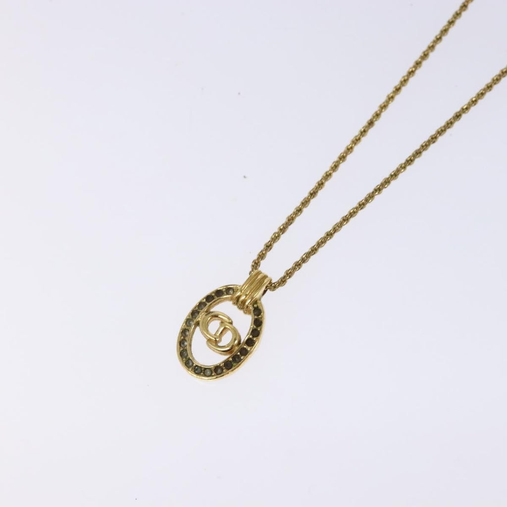 Christian Dior Cd Round Pendant Necklace Metal And Crystals Gold Metal Jewelry (Pre-Owned)