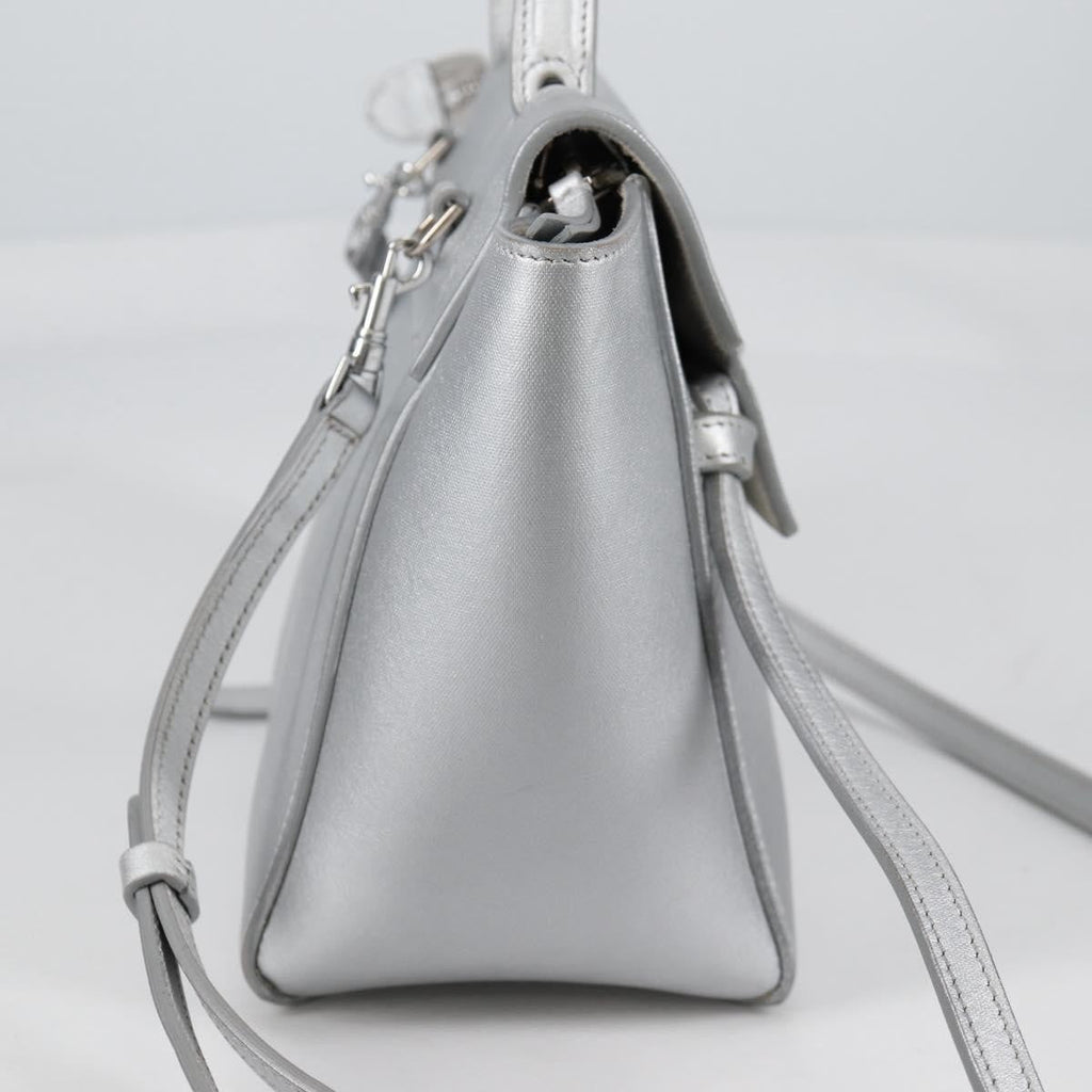 Celine Belt Bag Textured Leather Silver Leather Handbag