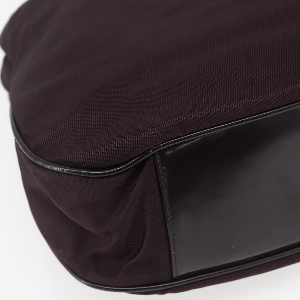 Gucci Vintage Bamboo Handle Bag Nylon Burgundy Nylon Handbag (Pre-Owned)