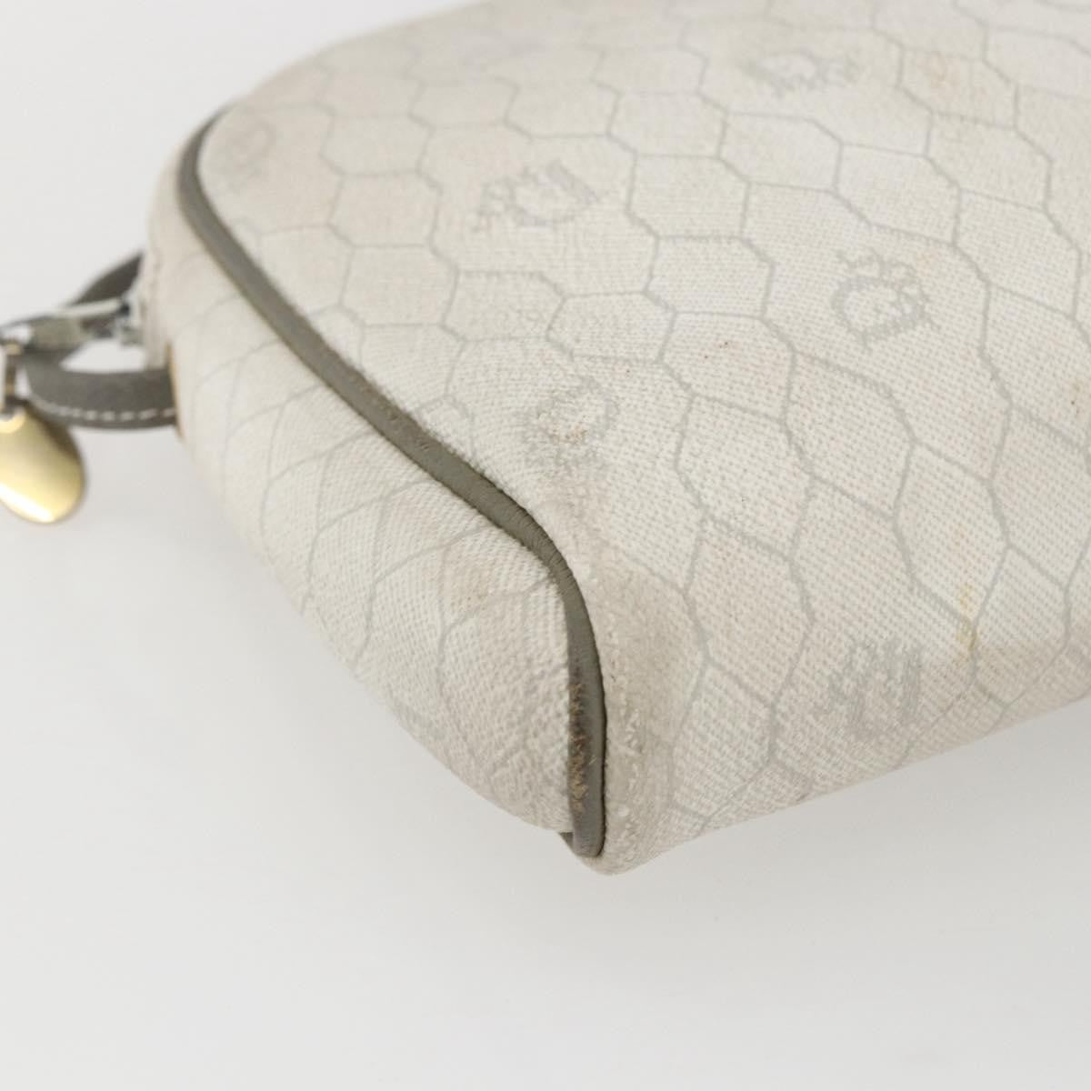 Christian Dior Vintage Honeycomb Shoulder Bag Canvas And Leather White Canvas Shoulder Bag Bag (Pre-Owned)